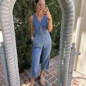Point Sur Denim Jumpsuit Wide Leg Size 6